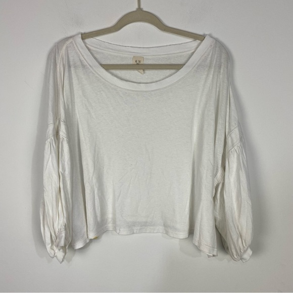 We The Free White Oversized Cropped Long Sleeve Lightweight Top - Picture 1 of 4